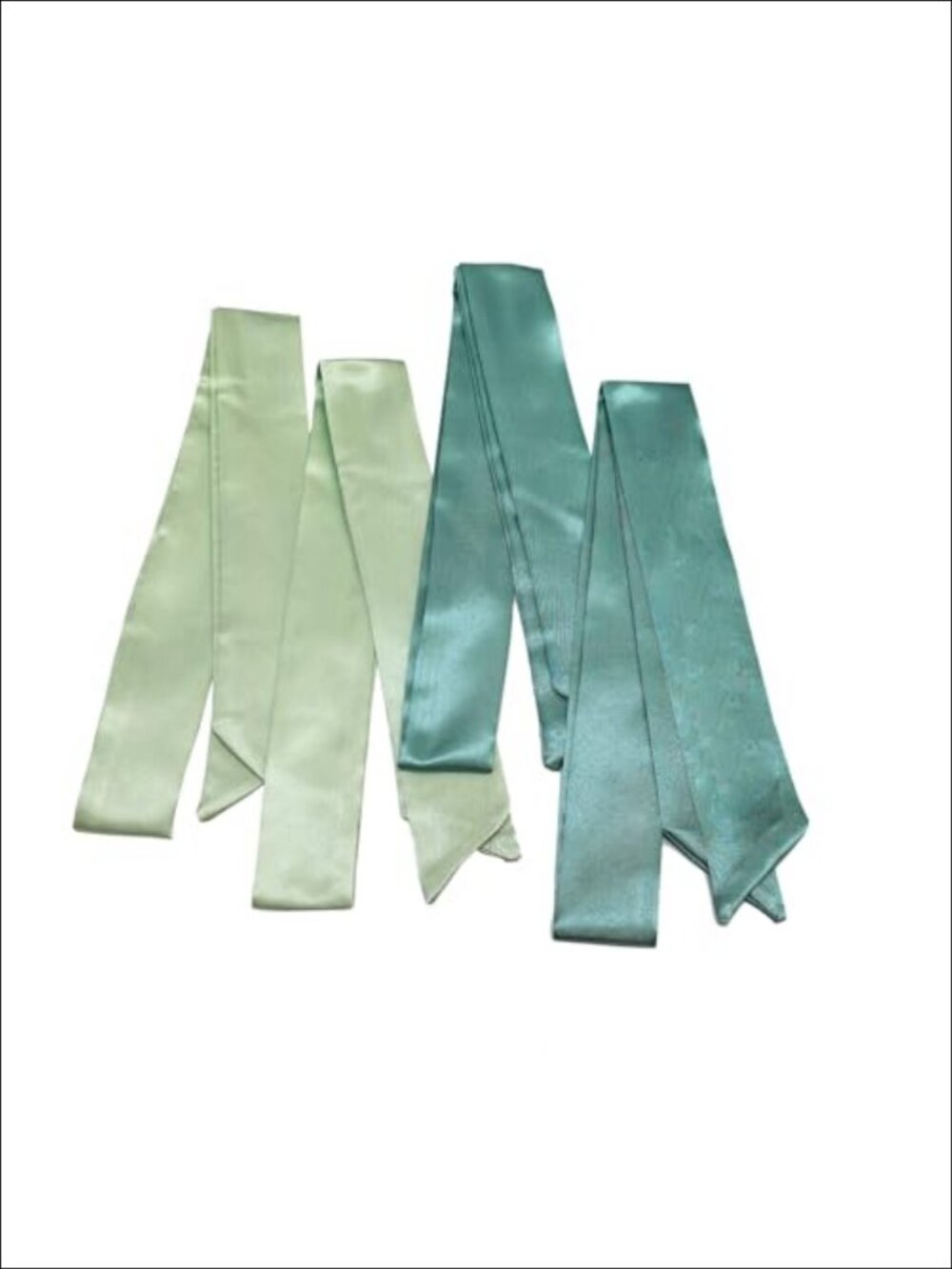 Satin Silk Feel Skinny Scarf Set 4pc Purse Hair Neck Belt Accessory